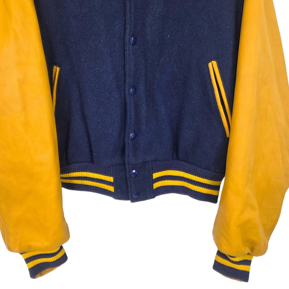 Vintage 70s Golden Bear Varsity Jacket Leather Mens Large Paramount Employee - Picture 4 of 16